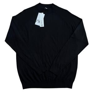 NWT Zara Mens Viscose Mock Neck Pullover Sweater Black Size Medium